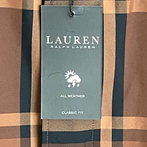 Lauren Ralph Lauren Men's 36 Regular Raincoat Stanza Brown Check NEW - Picture 11 of 15